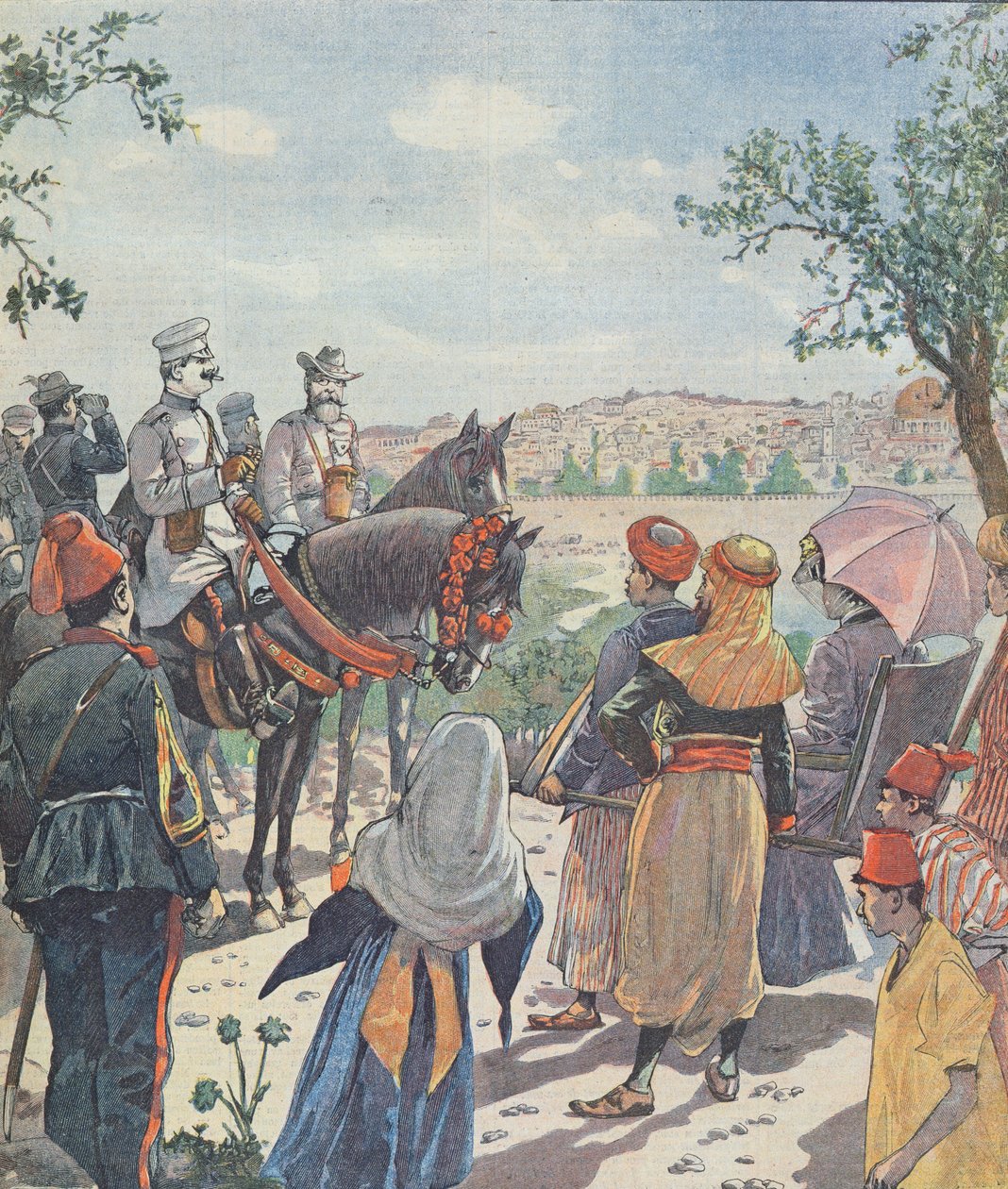Journey of Kaiser Wilhelm II (1859-1941) to Palestine. The Arrival in Jerusalem, from a Newspaper, 2nd November 1898 by French School