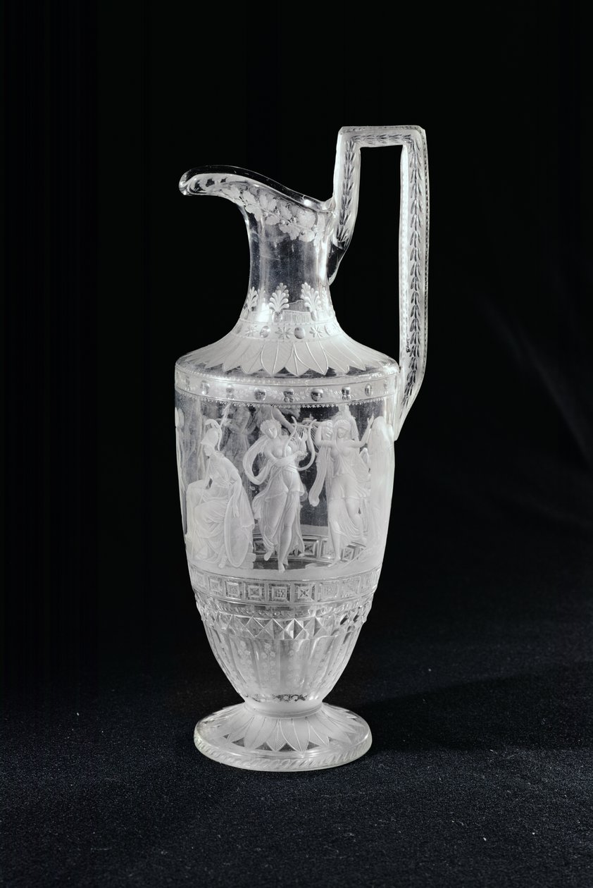Jug depicting a dancer and a lyre player by French School