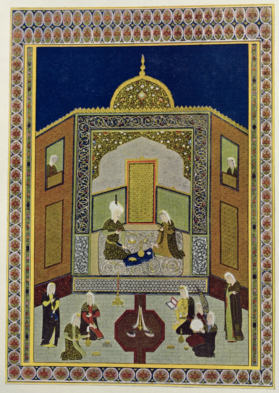 Kadi Pere-au-pet under the dome, illustration for The Arabian Nights, 1895 by French School