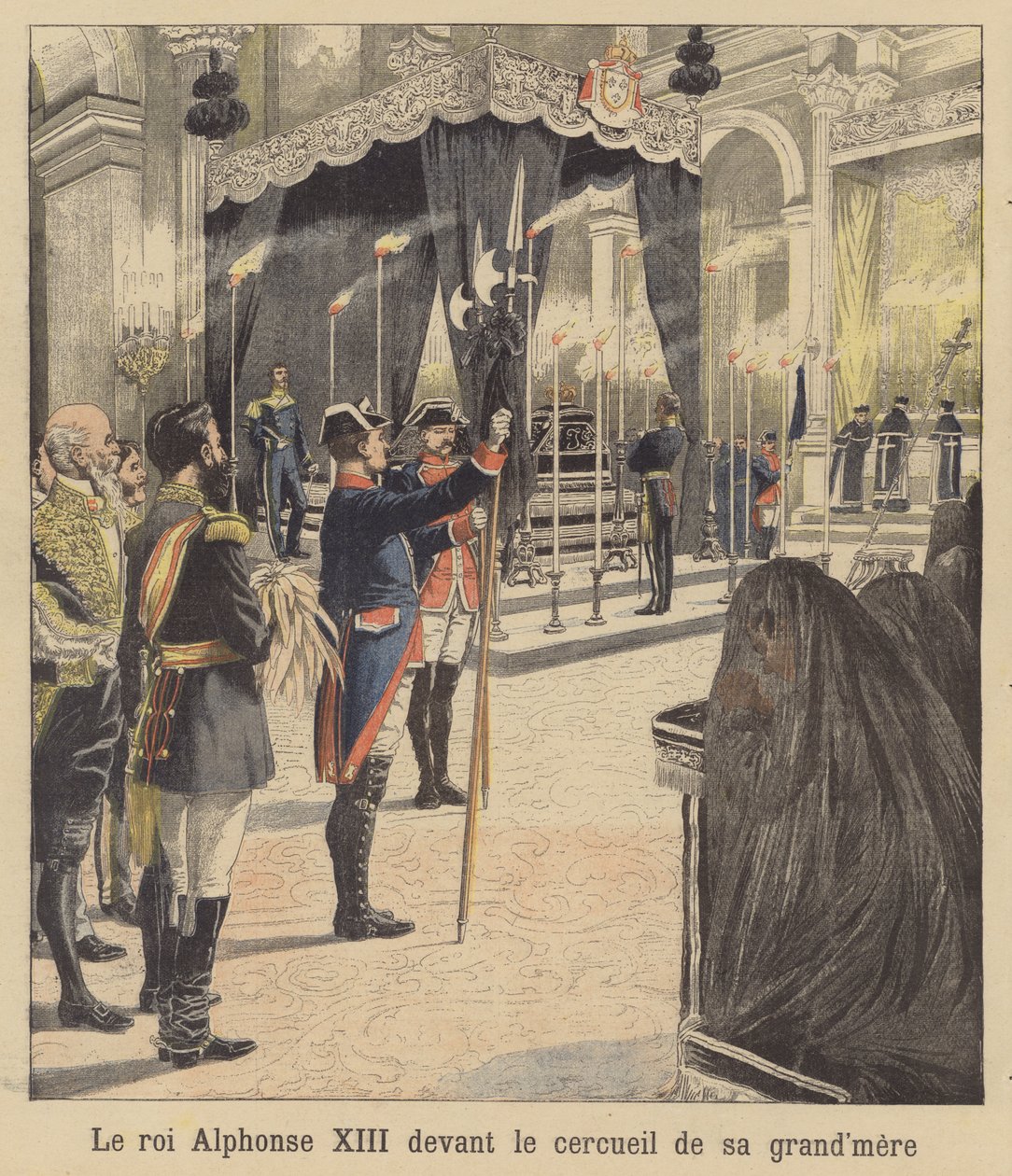 King Alfonso XIII of Spain Before the Coffin of His Grandmother, Queen Isabella II by French School