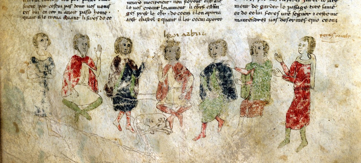 King Arthur and the Knights. 13th century French manuscript. Bibl. Marciana, Venice by French School