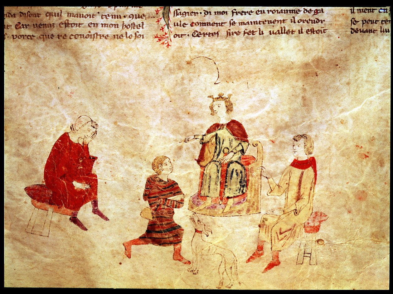 King Arthur on his Throne Surrounded by his Advisors, from the Roman de Meliadus by French School