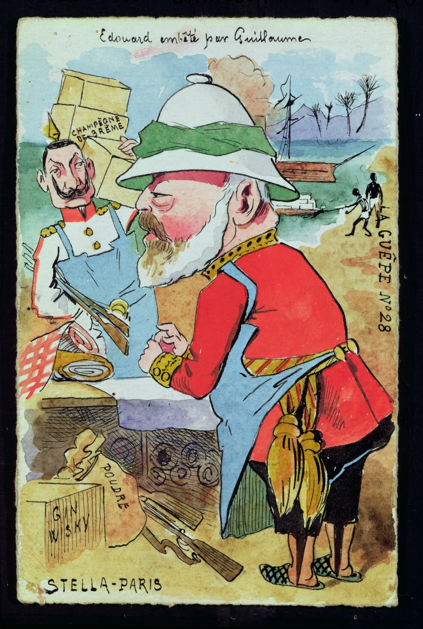 King Edward VII Pestered by Kaiser Wilhelm II from Les Guepes, c.1890 by French School