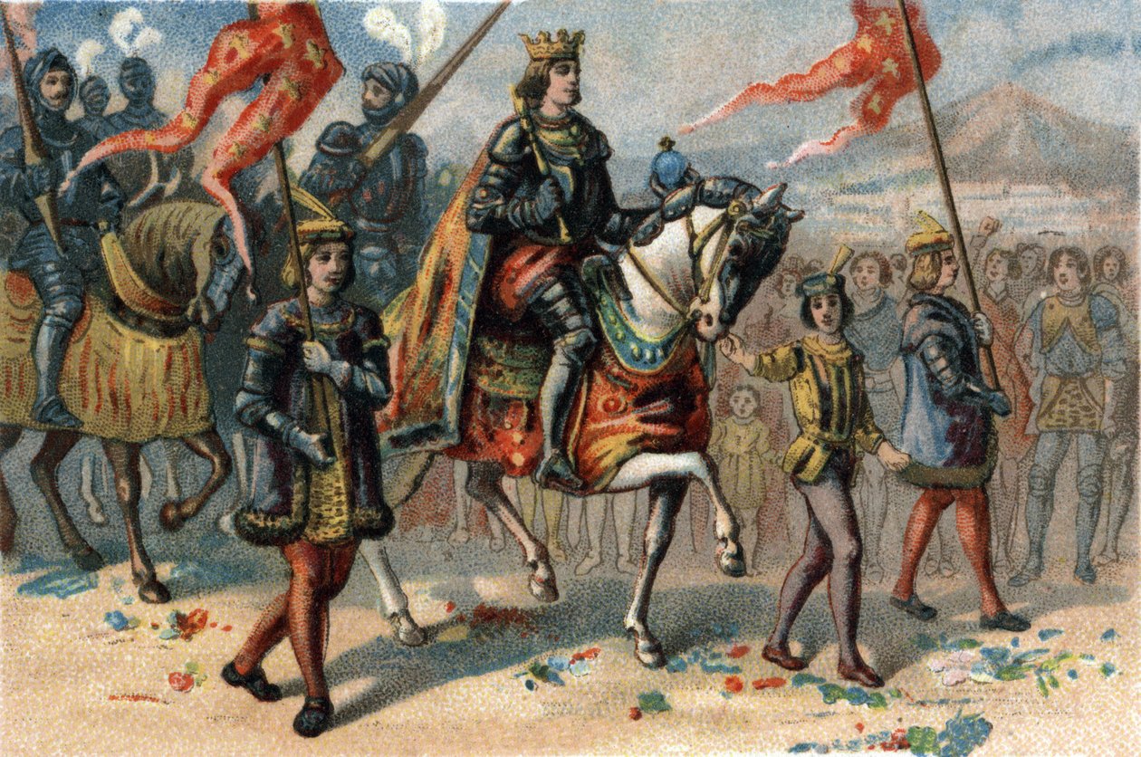 King Charles VIII of France (1470-1498) entered Naples, Italy, February 22 by French School