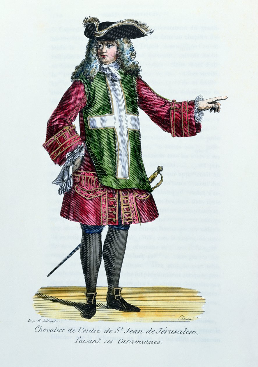 Knight of the Order of St. John of Jerusalem, illustration from History and Costumes of Monastic Orders by Father Helyot, 1842 by French School