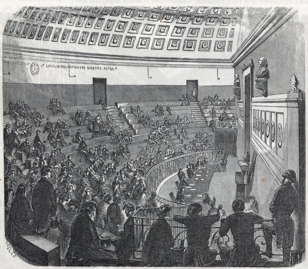 The School of Medicine of Paris - the grand amphitheatre - Engraving in 