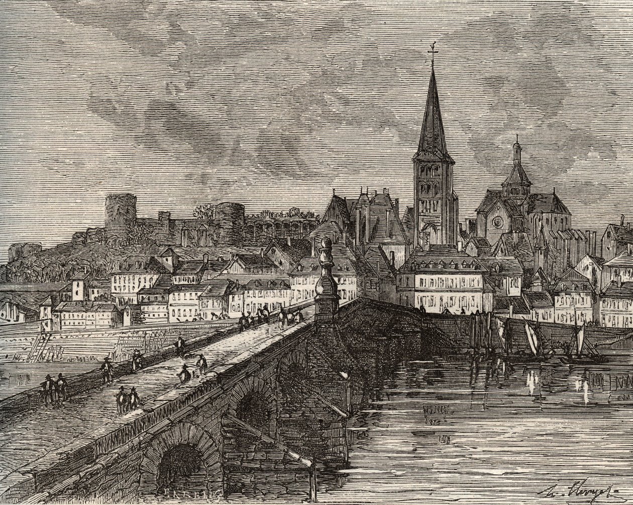 La Charite-sur-Loire - Nievre, in the Region of Burgundy - Engraving in 