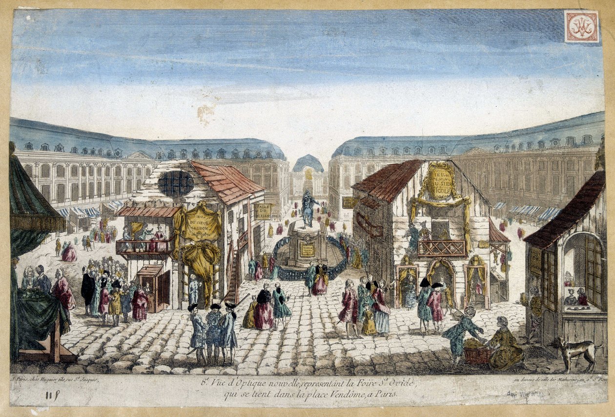 The Fair of St Ovide, Place Vendome in Paris - engraving by French School