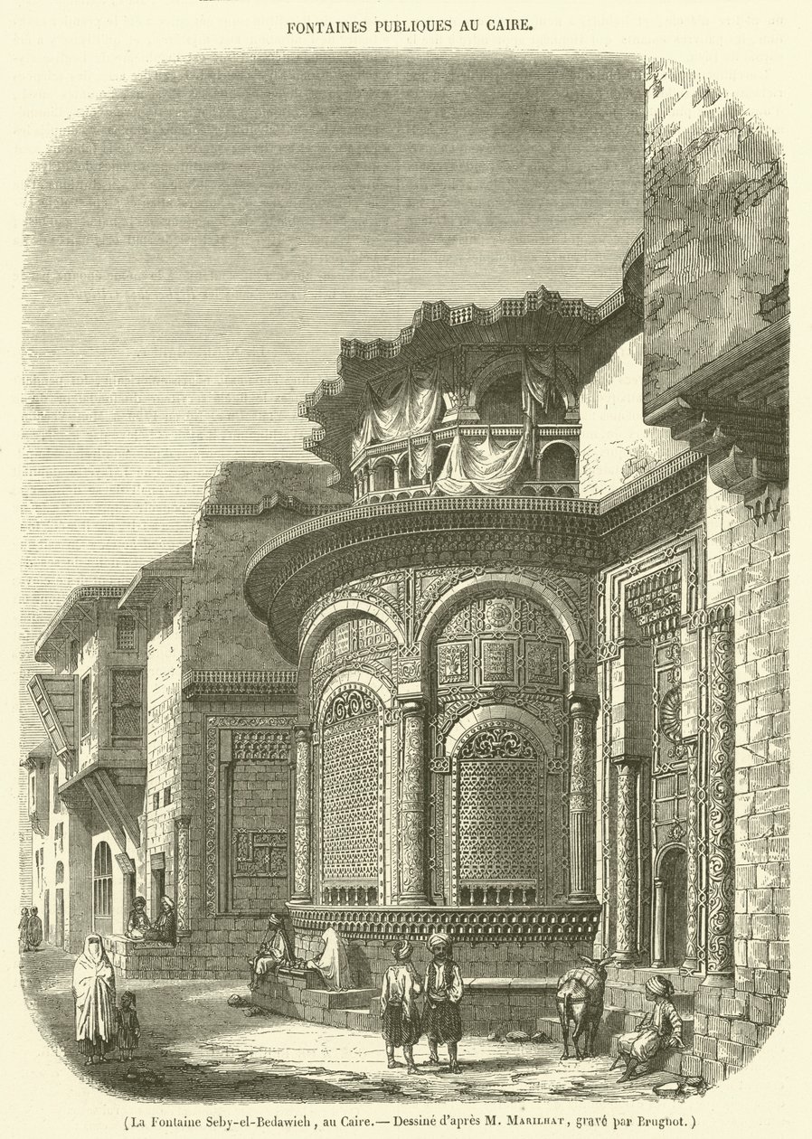 The Seby-el-Bedawieh Fountain in Cairo (engraving) by French School