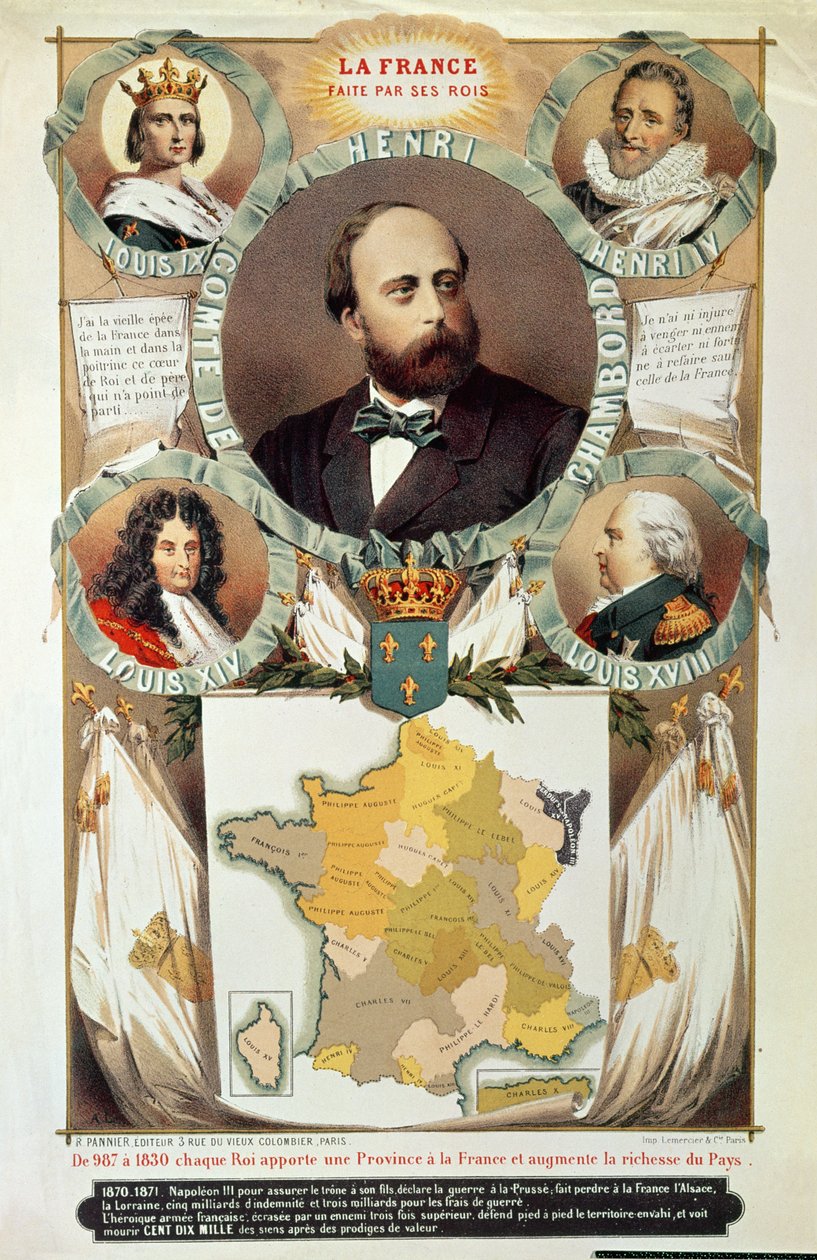 La France Faite par ses Rois, Henri Charles Ferdinand Marie Dieudonne (1820-83) Comte de Chambord, After 1870 by French School
