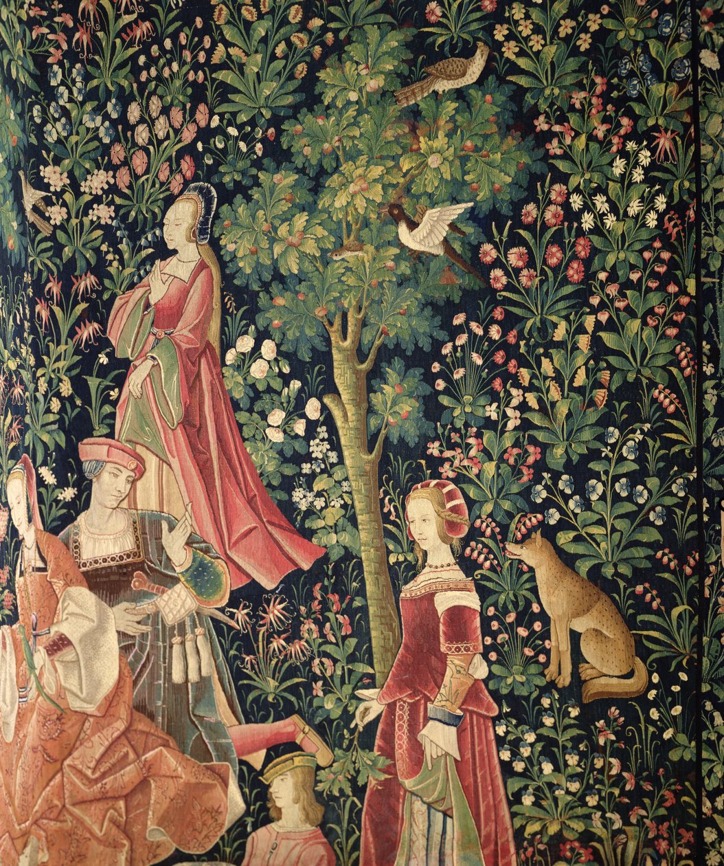 La Vie Seigneuriale: Young women and a fox, c.1500 by French School