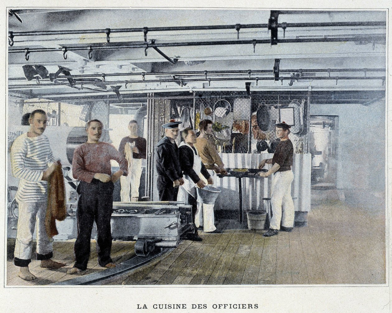 La cuisine des officiers - in “Album militaire - Marine: La vie à bord” by French School