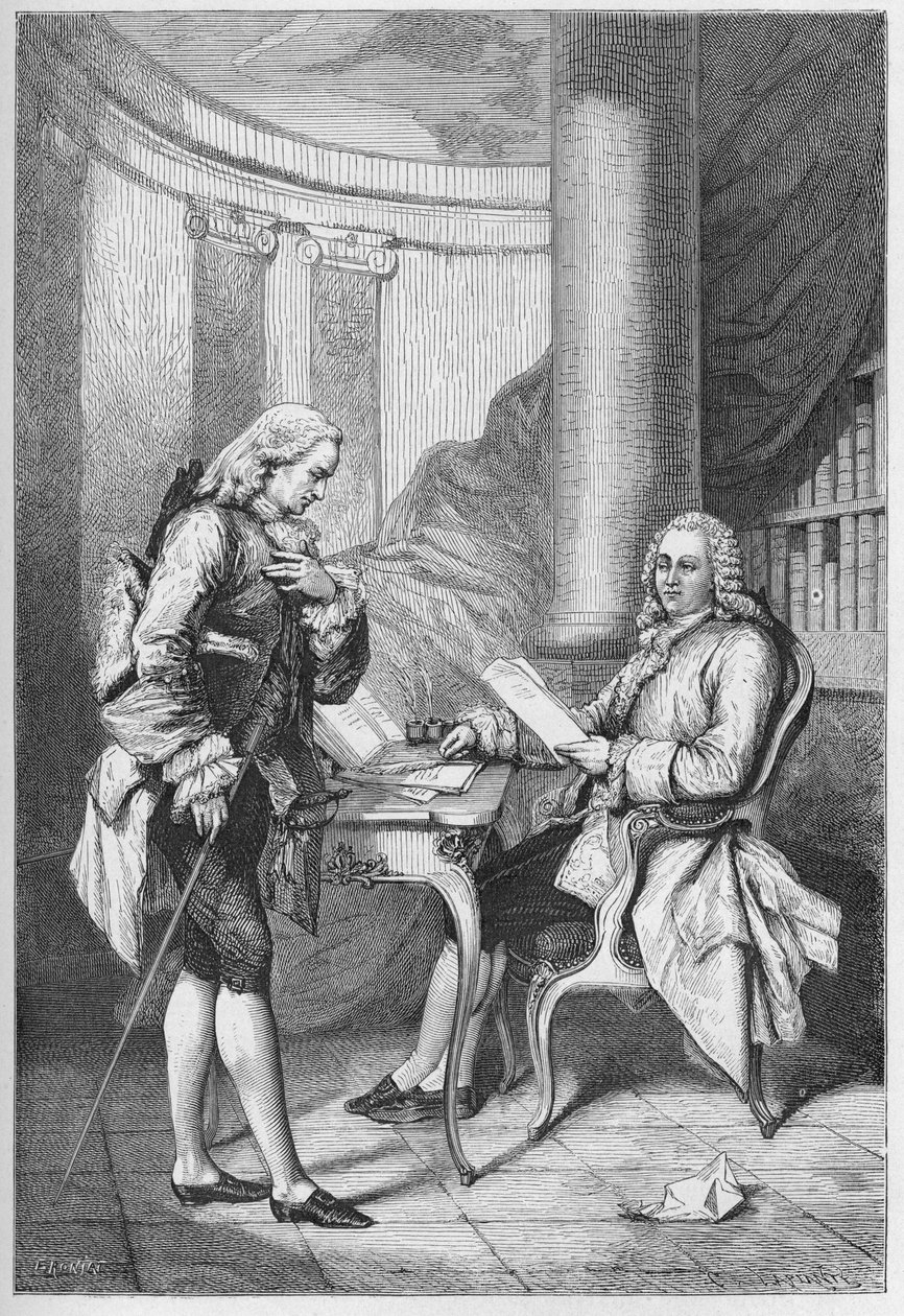 The Dismissal of Turgot 1776 - Louis XVI (1754-1793), king of France, and Anne Robert Jacques Turgot (1727-1781) - engraving from 