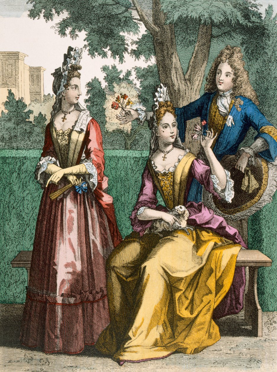 Ladies Formal Day Dresses, 1690 by French School