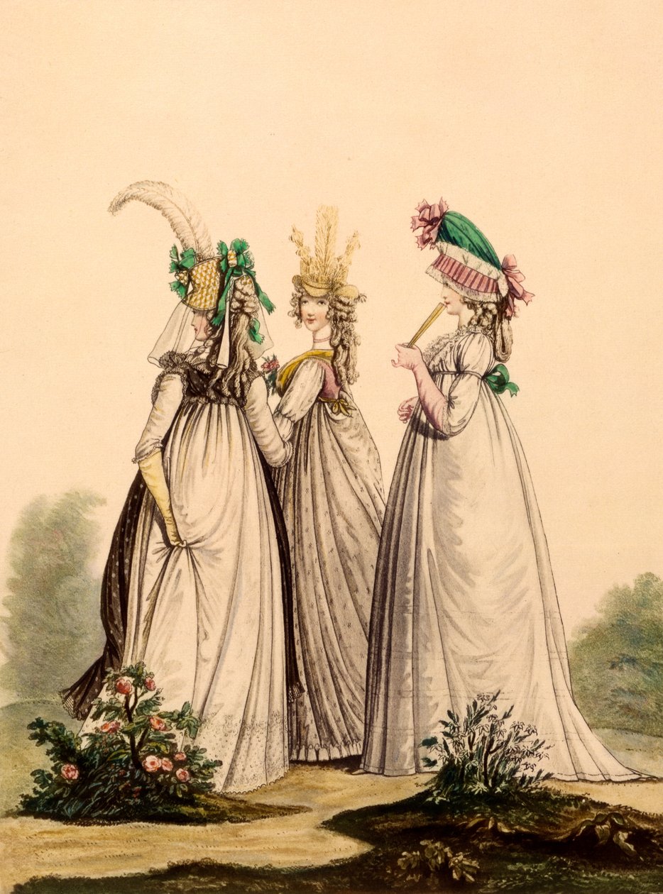 Ladies in Day wear - Modes Anglaises, 1795 by French School