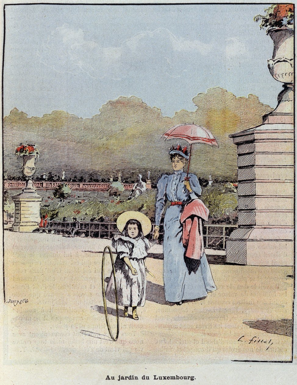 The Luxembourg Garden - in “The Little Frenchman illustrated” of 21/07/1900 by French School