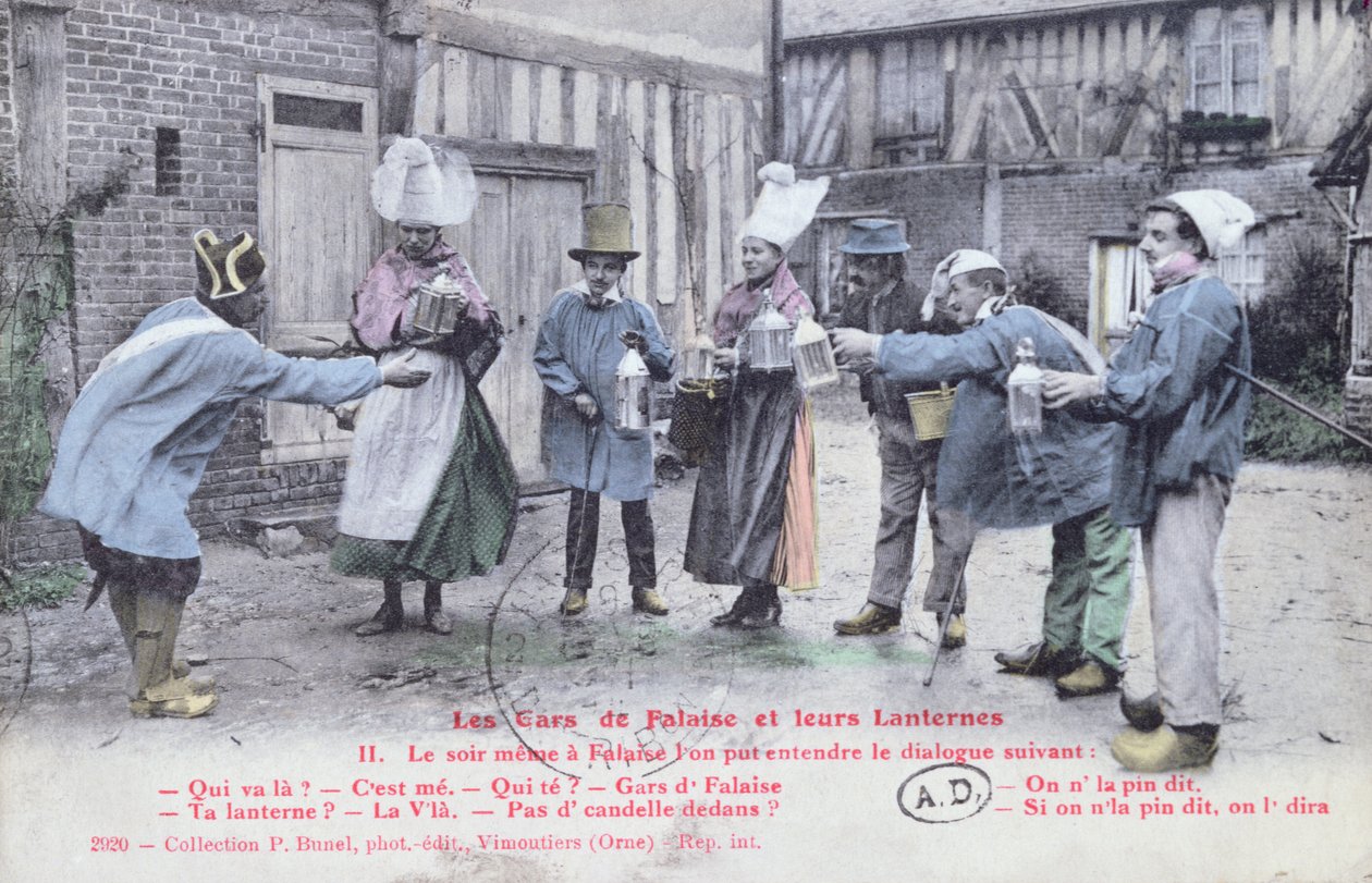Les Gars de Falaise et leurs Lanternes, c.1910 (after a photo) by French School