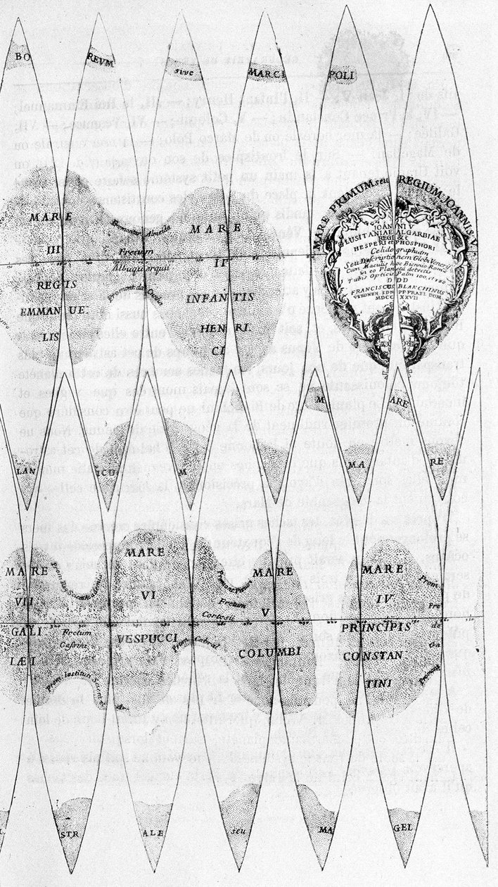 The seas of Venus and the cutting of its spindles, studied by Bianchini in 1727 - in 