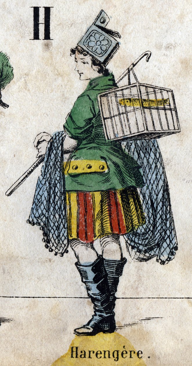 Letter H: Herring. Engraving in "Alphabet masquerade". Second half of the 19th century by French School
