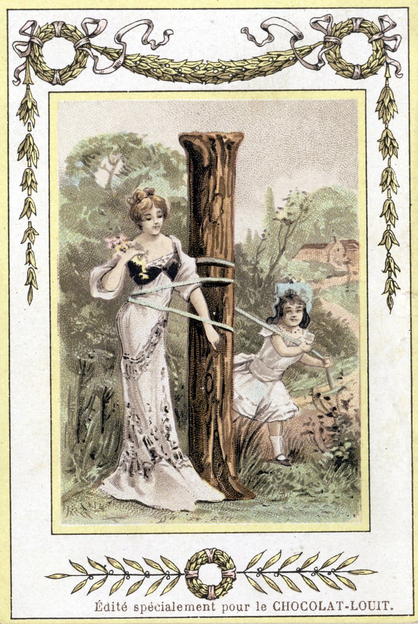 Mother and Daughter Playing by French School