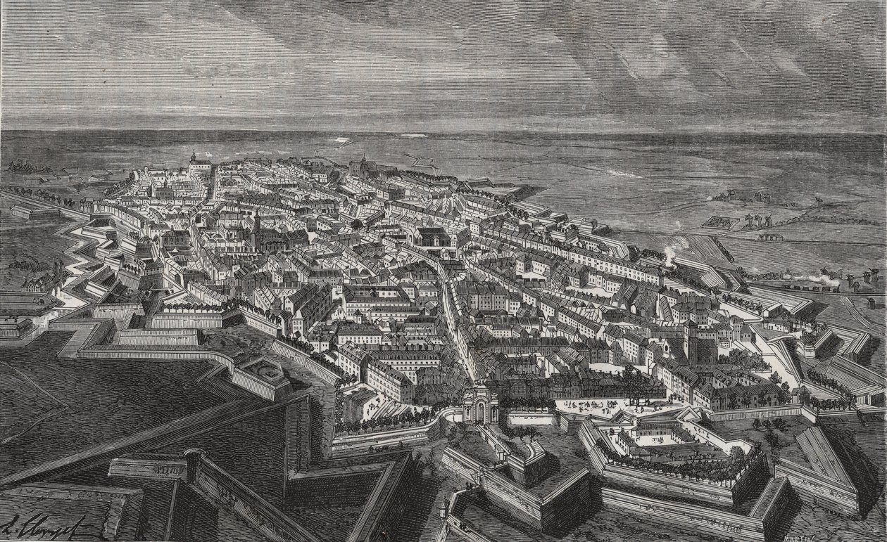 Lille City in the North of France - Engraving in 