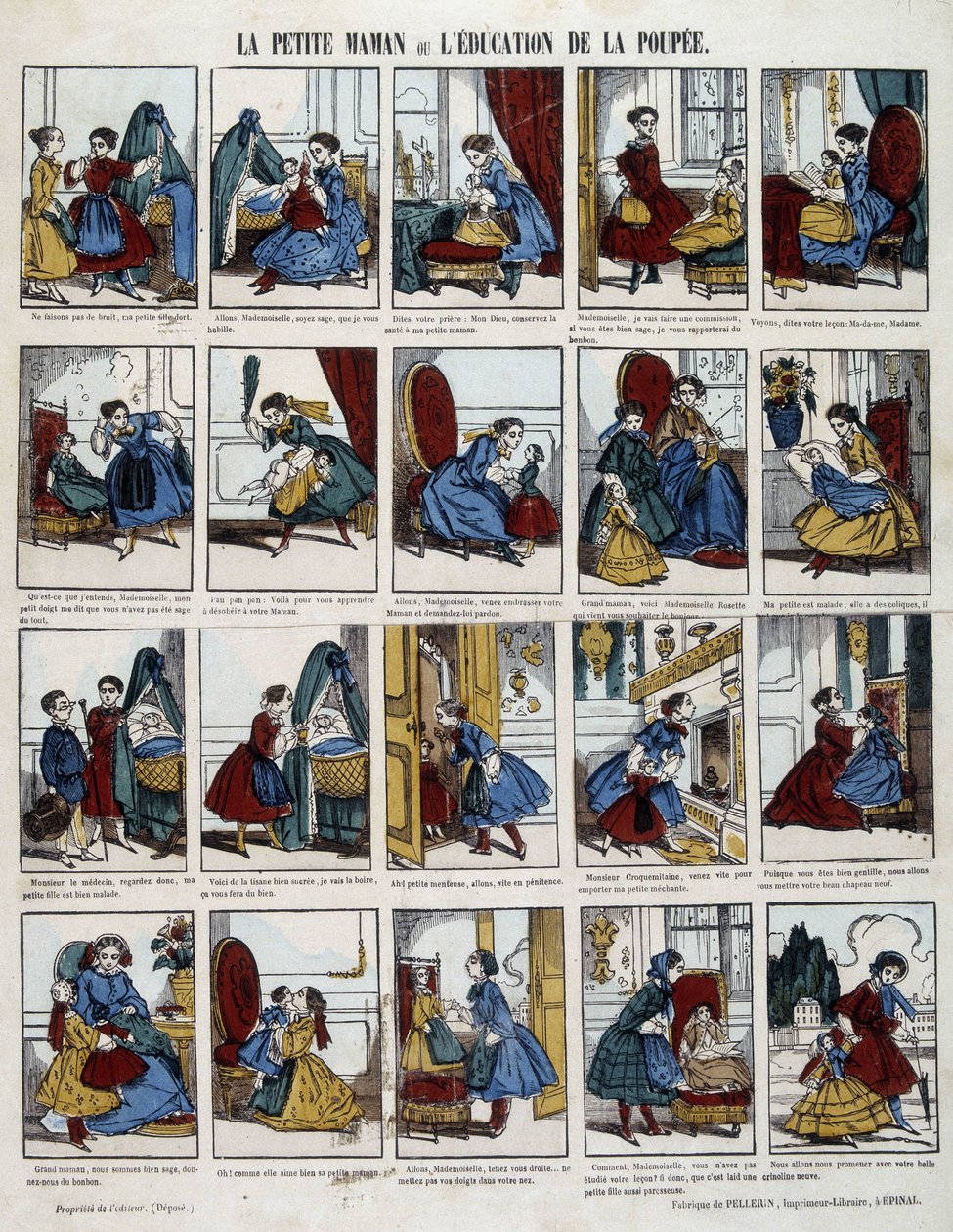 Little Mom “The Education of the Doll”. Image of Epinal, 19th century by French School