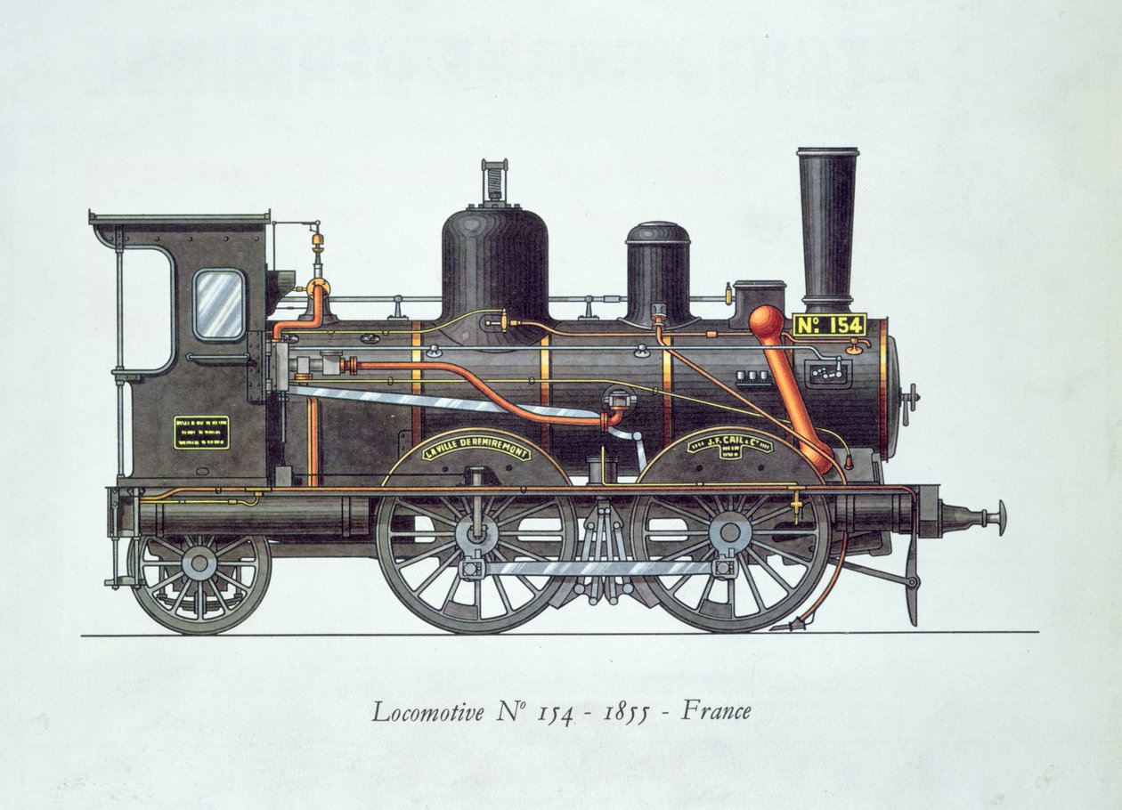 Locomotive no.154, 1855 by French School