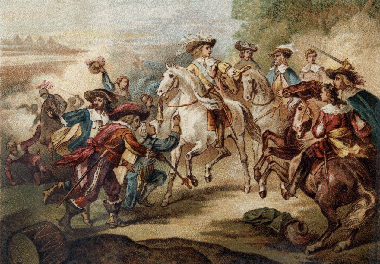 Louis II of Bourbon, Prince of Condé (Grand Condé) (1621-1686) at Rocroi. Chromolithograph by French School
