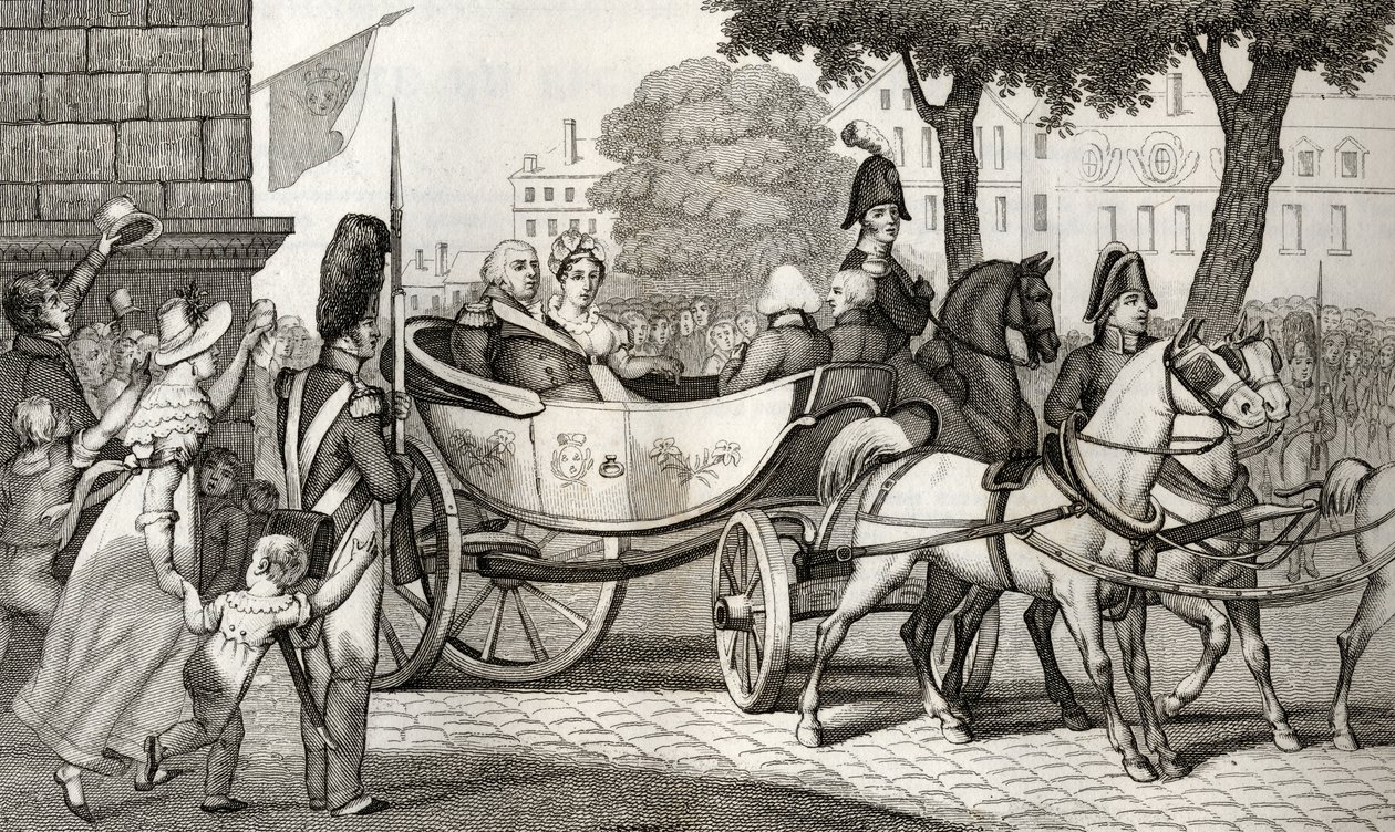 Louis XVIII (1755-1824) enters Paris at the Restoration of 1814, from 