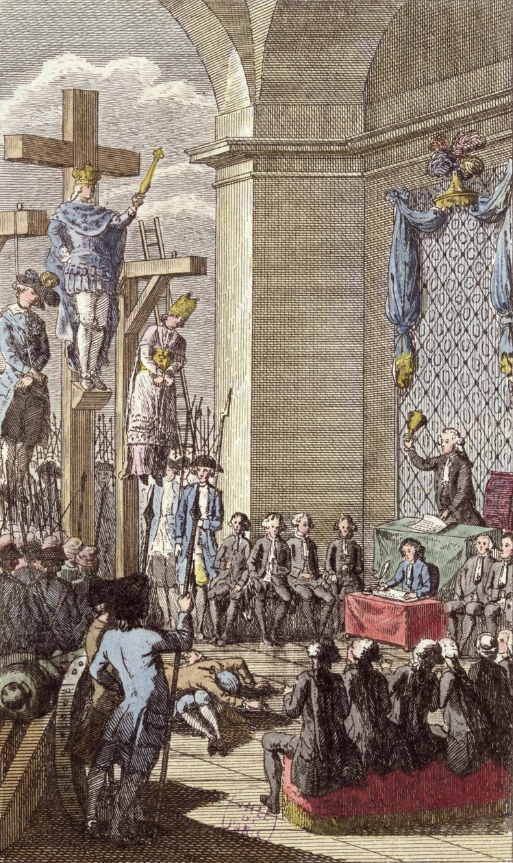 Louis XVI at his trial, crucified between the nobility and the clergy by French School