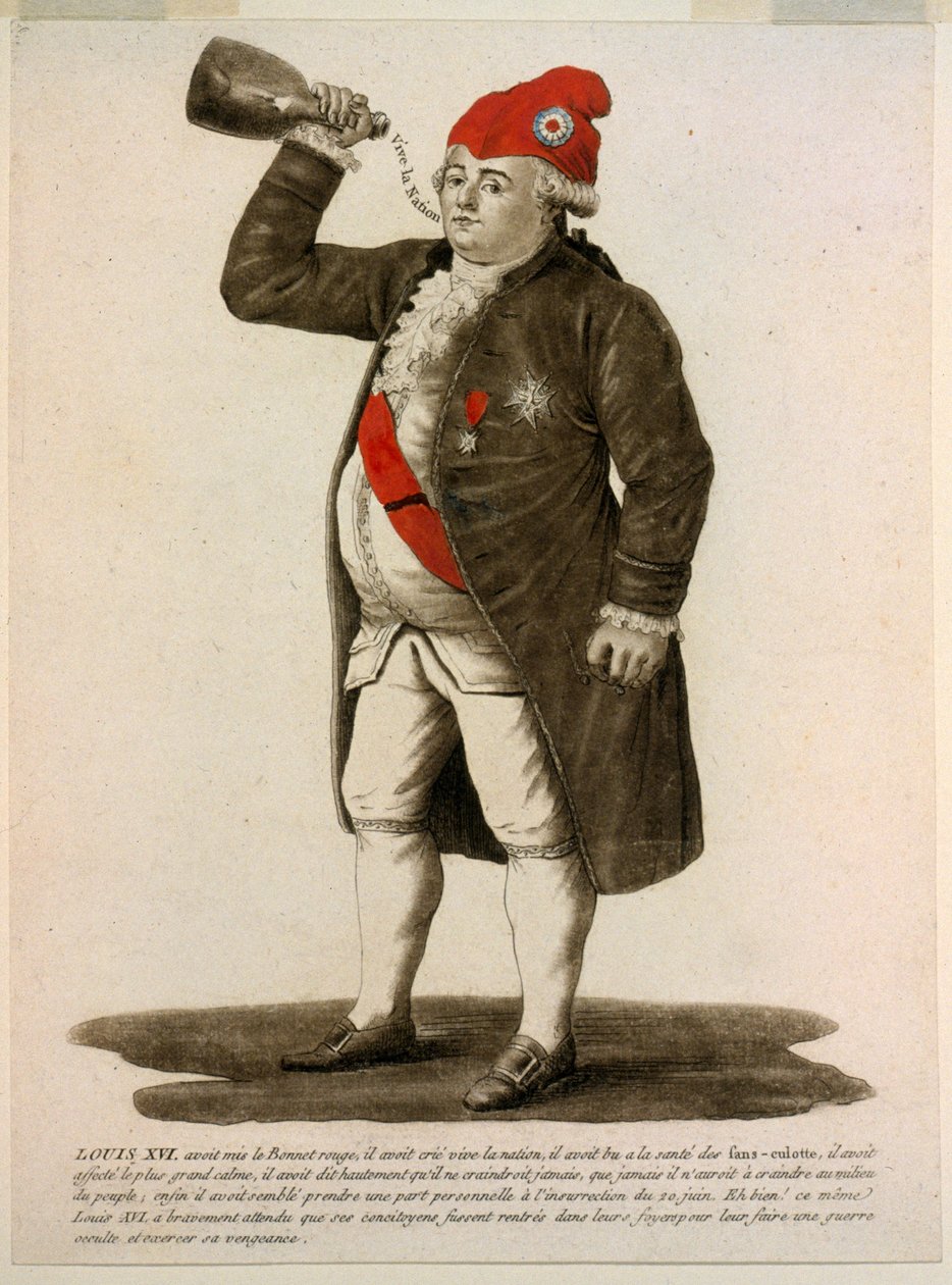 Louis XVI wearing the red cap, crying 