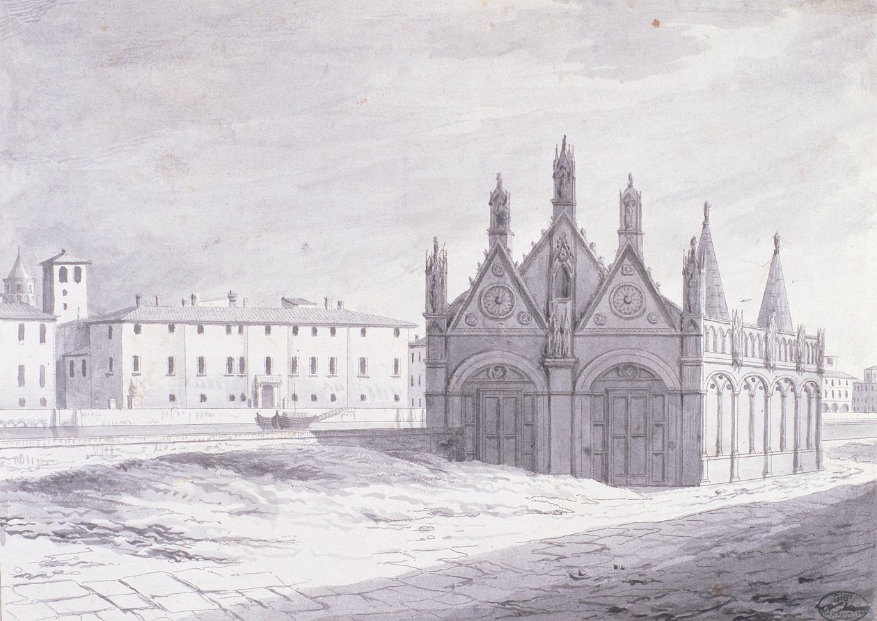 Lungarno, Santa Maria della Spina, Pisa by French School