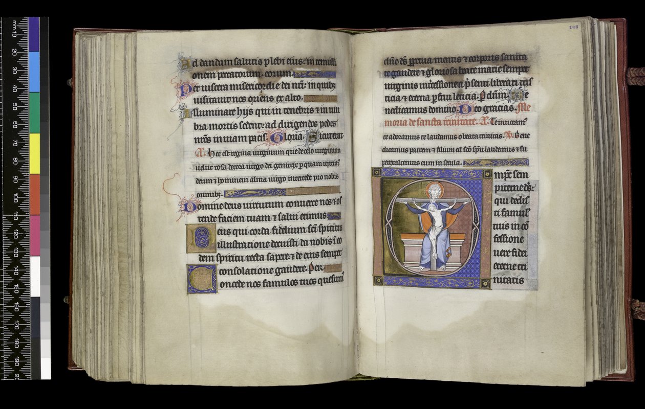 MS 300 f.197v-198r, Suffrage to the Trinity, from the Psalter and Hours of Isabella of France, Paris, c.1265-70 by French School