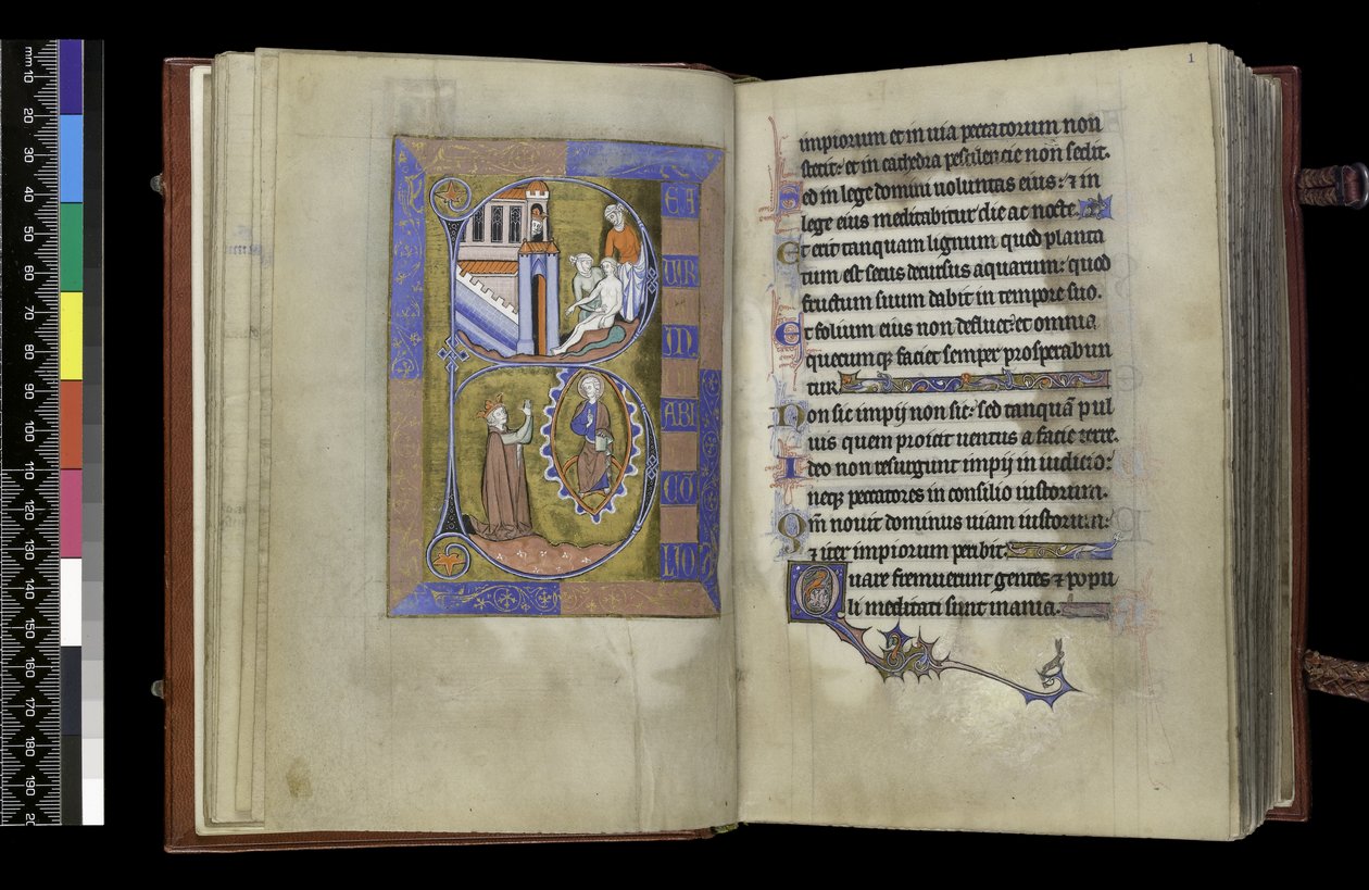 MS 300 f.XIII-1r, from the Psalter and Hours of Isabella of France, Paris, c.1265-70 by French School