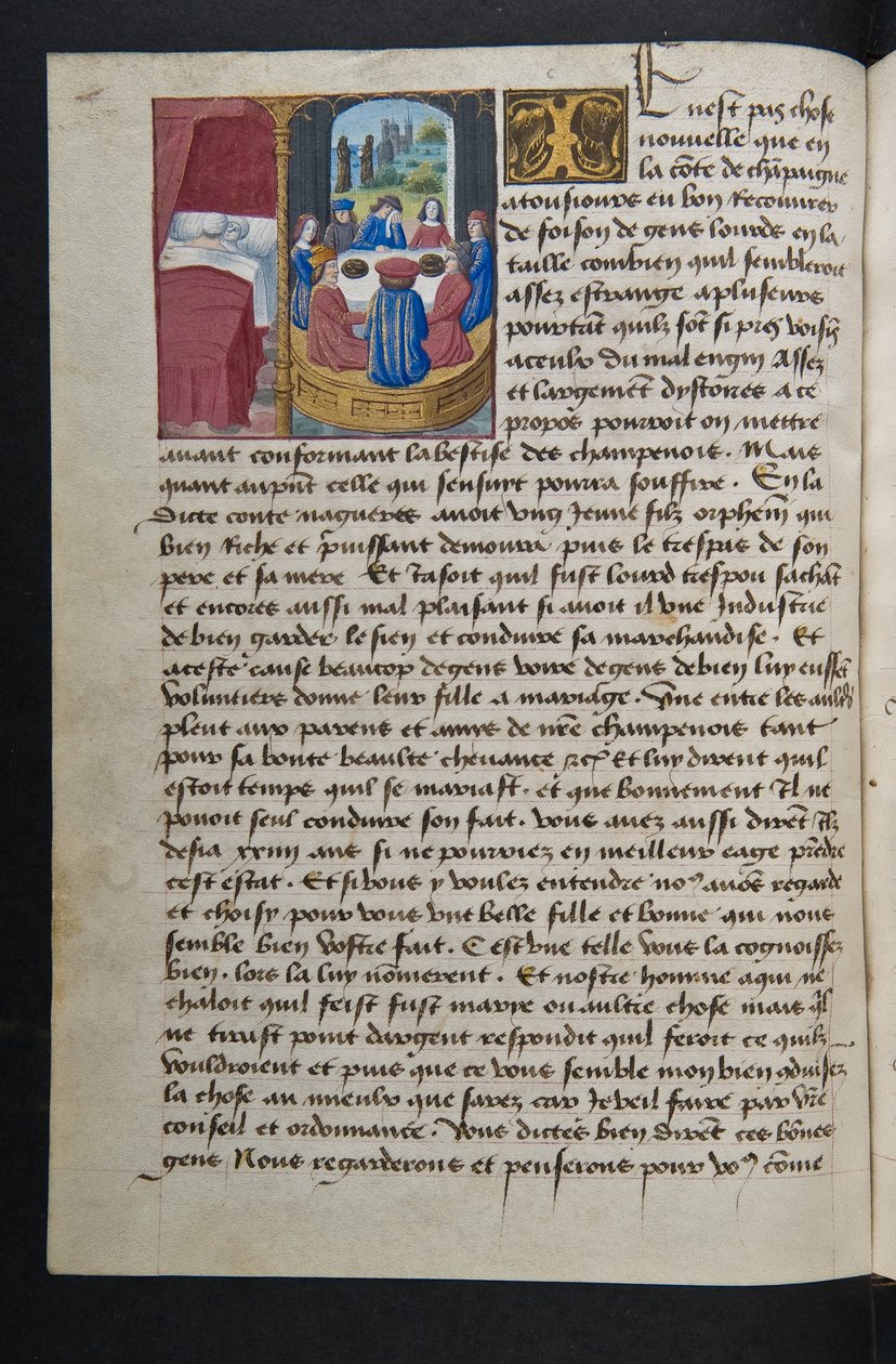 MS Hunter 252 042v Page from Cent Nouvelles Nouvelles, c.1461-62 by French School