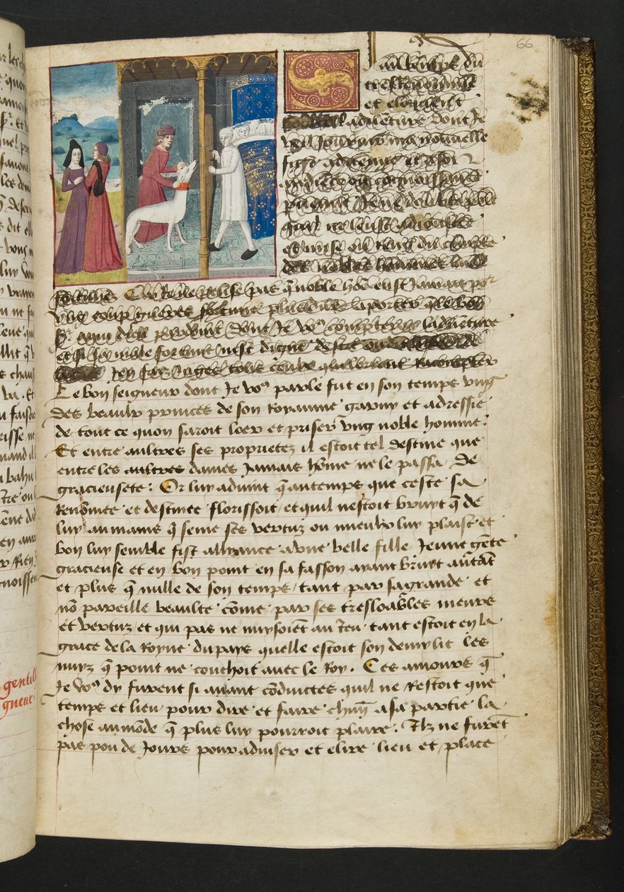 MS Hunter 252 066r Page from Cent Nouvelles Nouvelles, c.1461-62 by French School