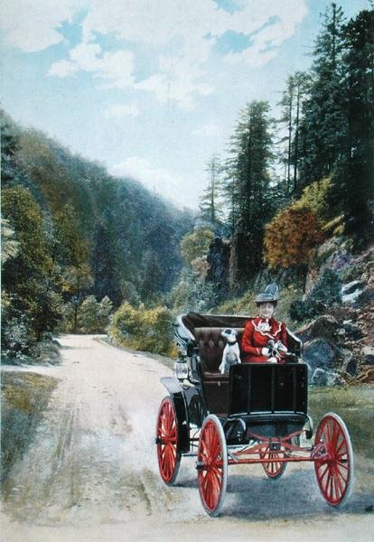 Mademoiselle Yahne in Her Cleveland Car at Plombieres by French School