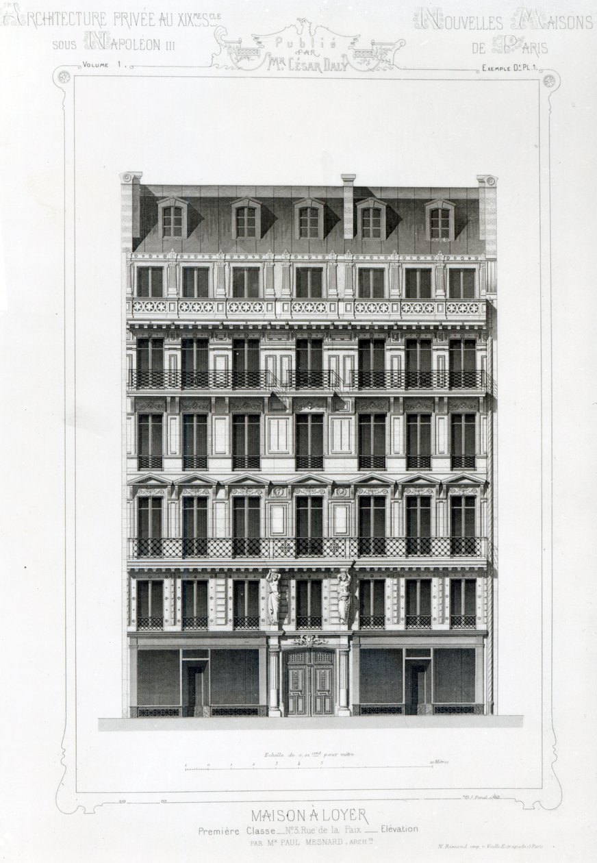 Maison A Loyer, No 3 Rue de la Paix, Paris; Architecture Privee au C19th by French School