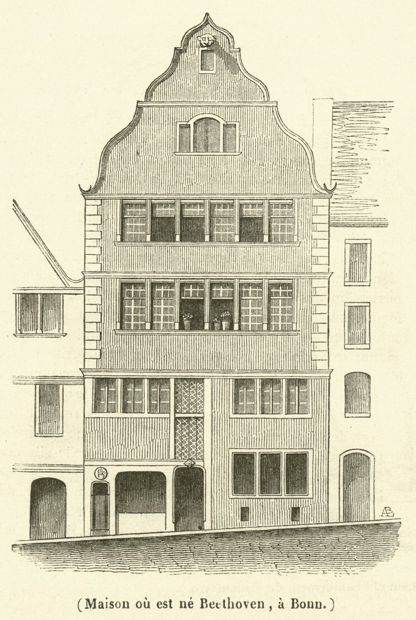 House Where Beethoven Was Born, in Bonn (engraving) by French School
