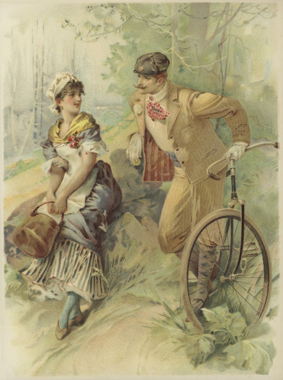 Man on Bicycle Propositioning Maid by French School