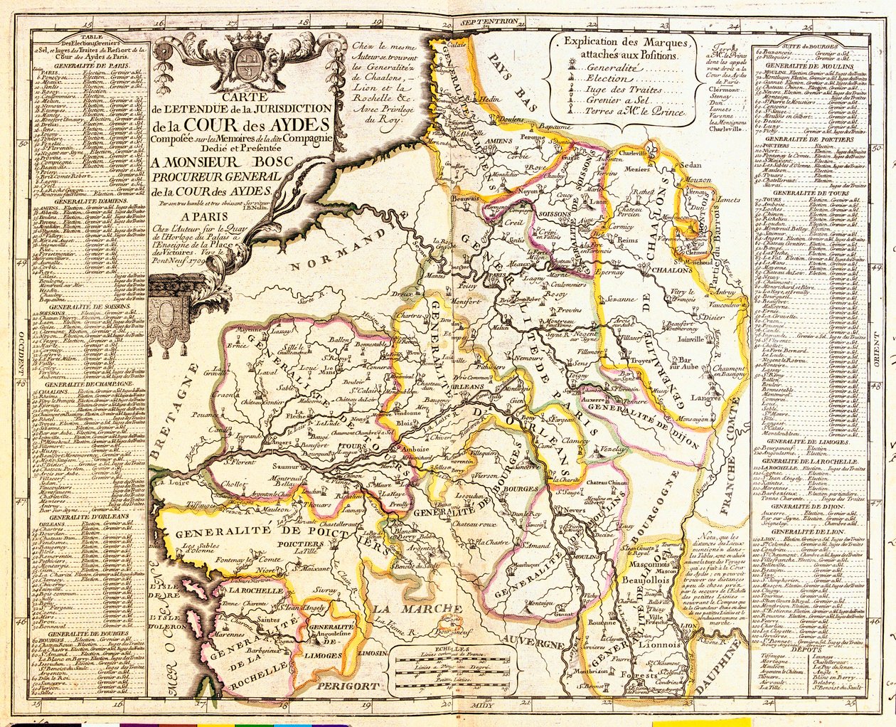 Map of French territories under tax, 1709 (from Le Theatre du Monde by Jean-Baptiste Nolin, 1717) by French School