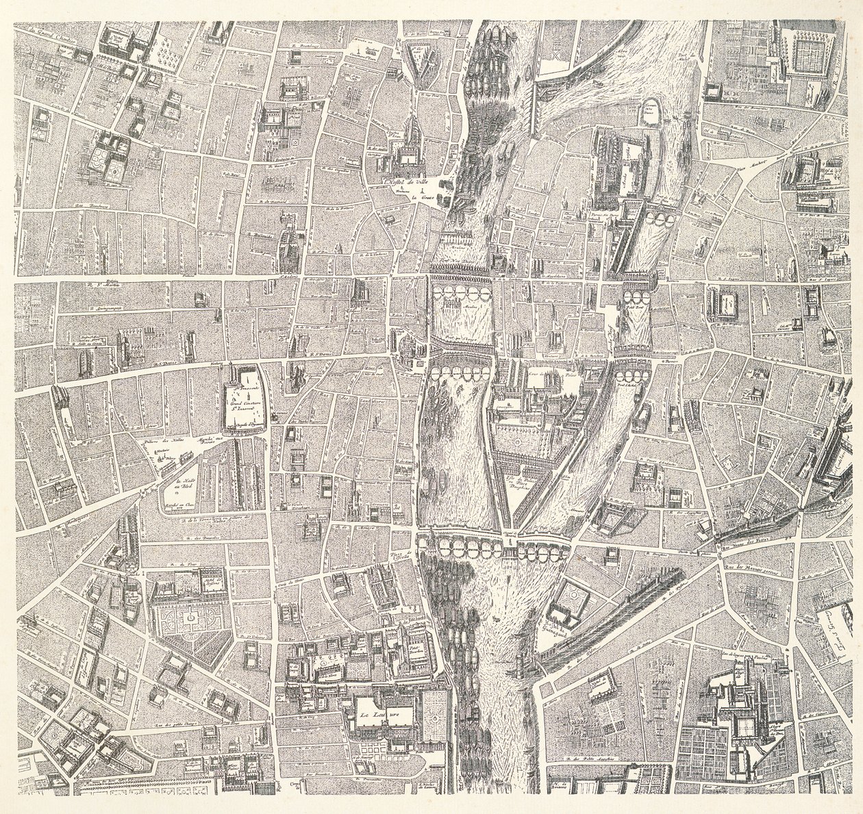 Map of Paris showing Île de la Cité, from L