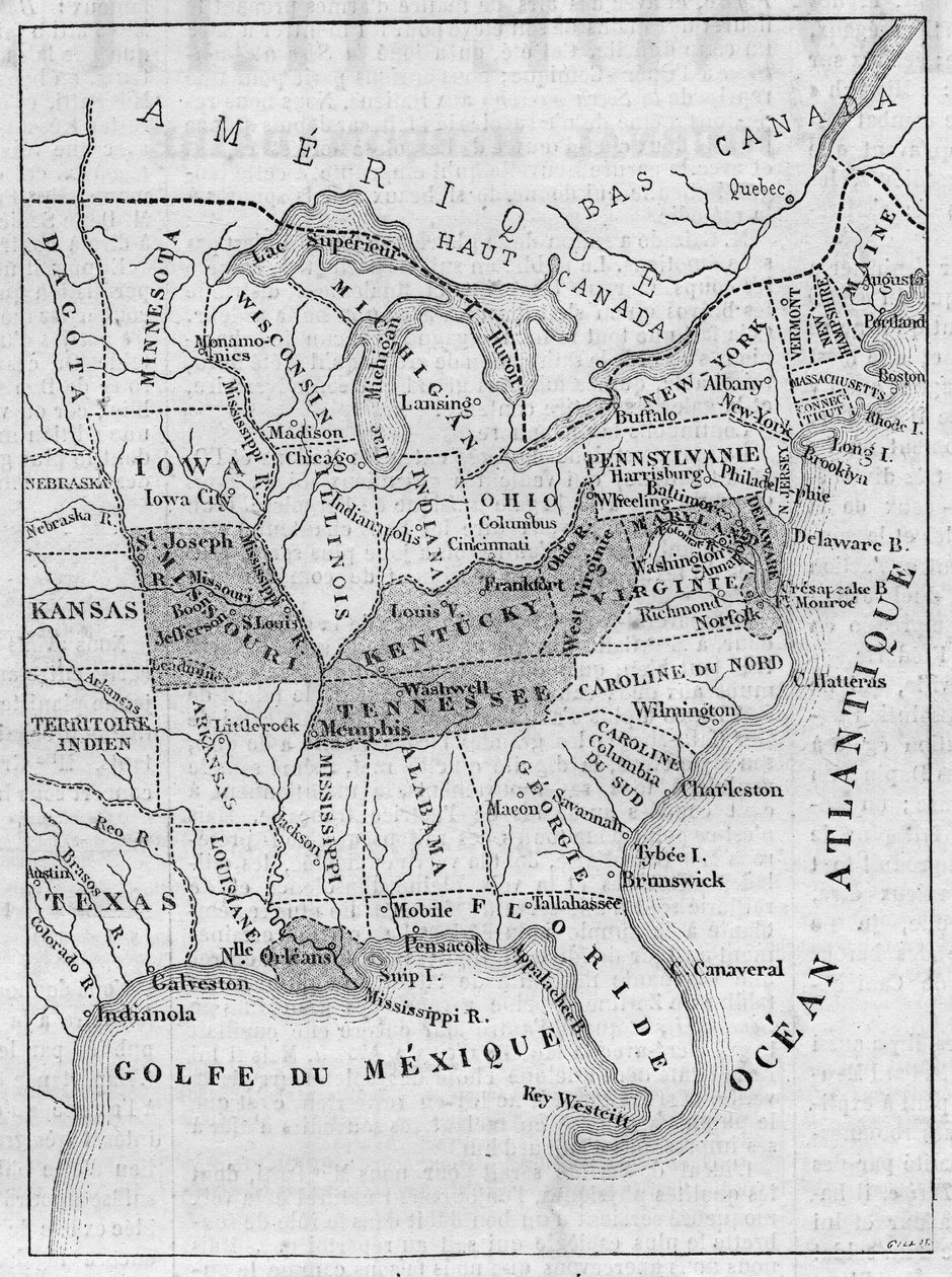 Map of Slavery in the United States by French School