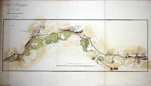 Map of the Canal de Bourgogne, late 18th century by French School