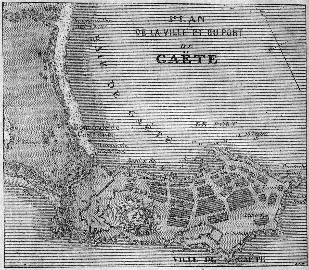 Map of the City and Port of Gaeta, Italy by French School