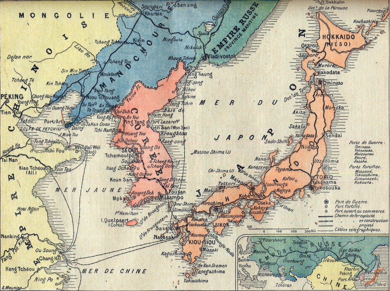 Map of the Theatre of the Russian-Japanese War by French School