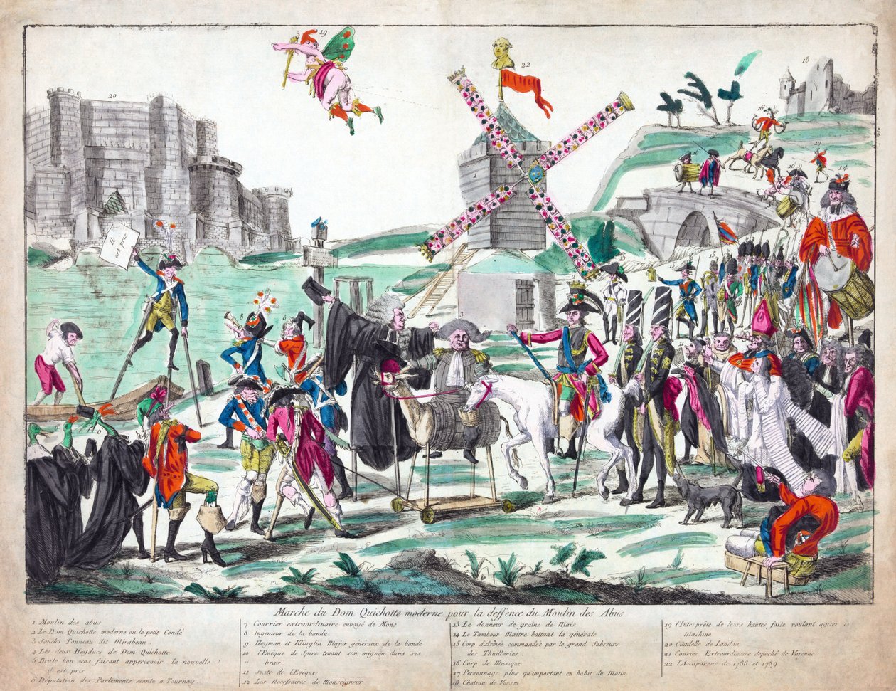 Marche du Dom Quichotte Moderne pour la Deffence du Moulin des Abus, published 1791 by French School