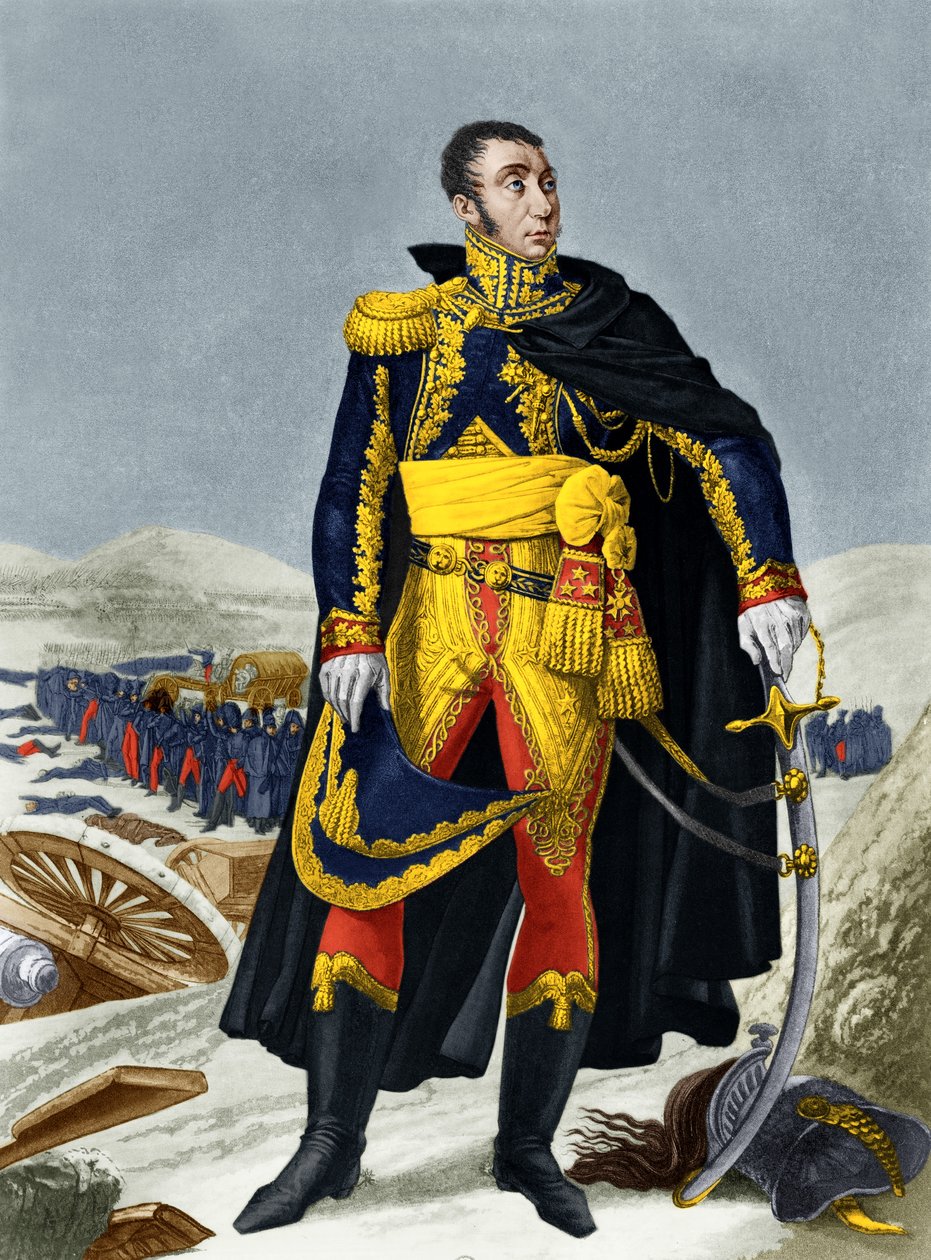 Marshal de Grouchy (coloured engraving) by French School