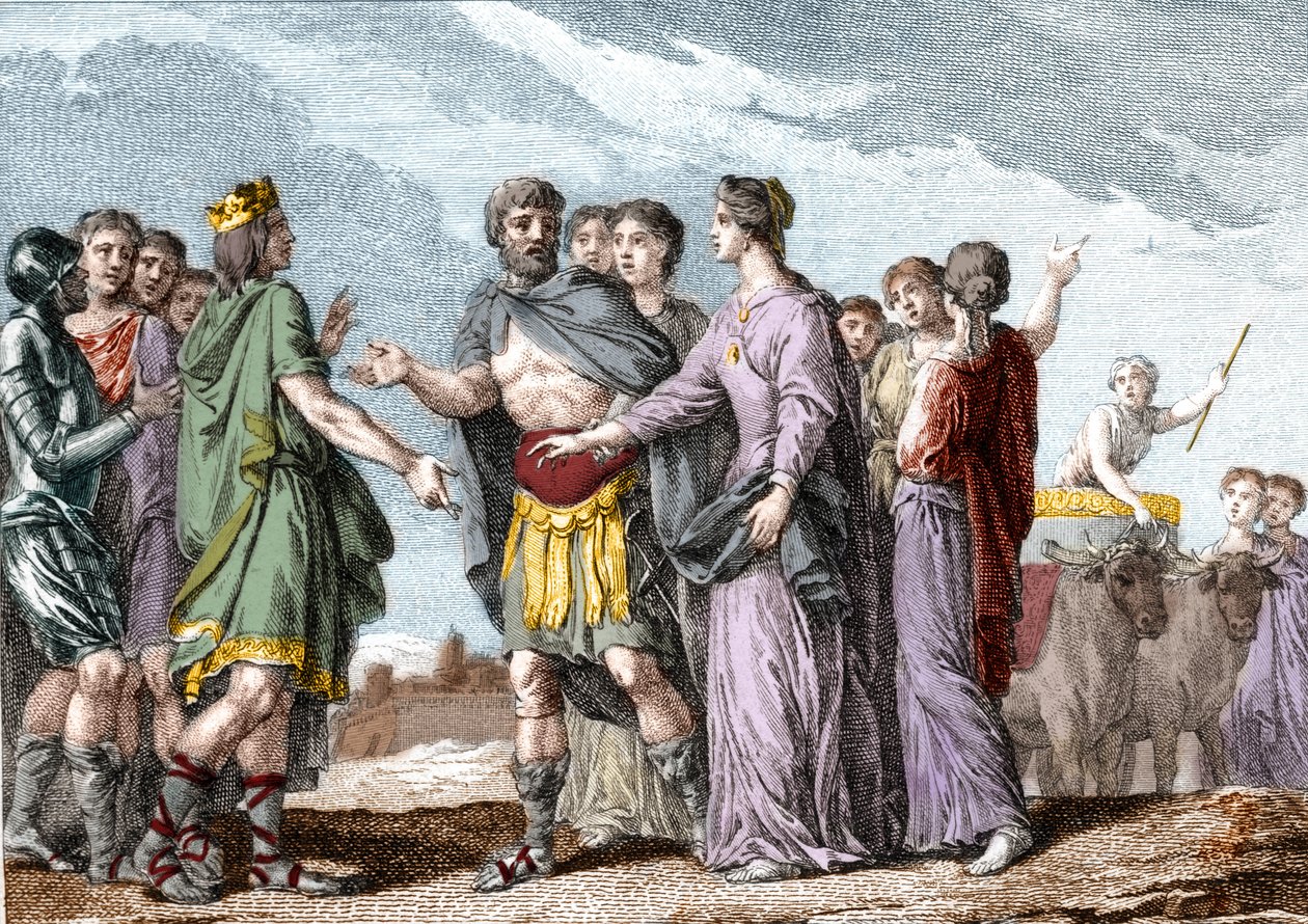 Marriage of Clovis 1st (481-511), King of the Francs, with Clotilde (Sainte Clothilde, ca. 475-545) (Queen) in 493. Engraving of the 18th century. by French School