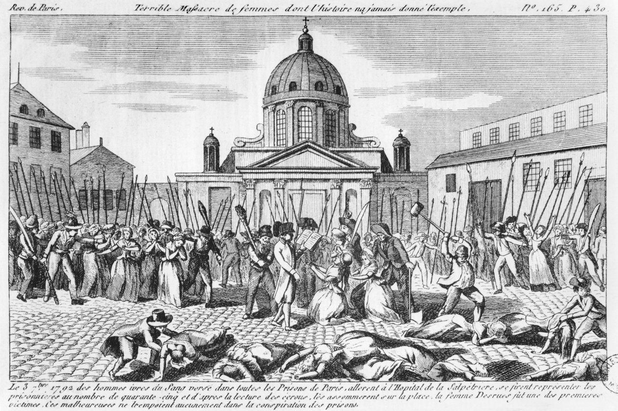 Massacre of the women at the Hopital La Salpetriere, 3rd September 1792 by French School